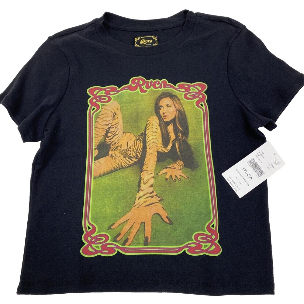 RVCA Black and Green Art Nouveau Graphic Baby Tee